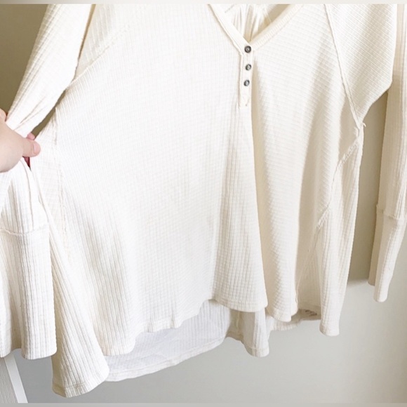 Free People white Thermal Knit Textured Flowy Tunic Top - Picture 3 of 14